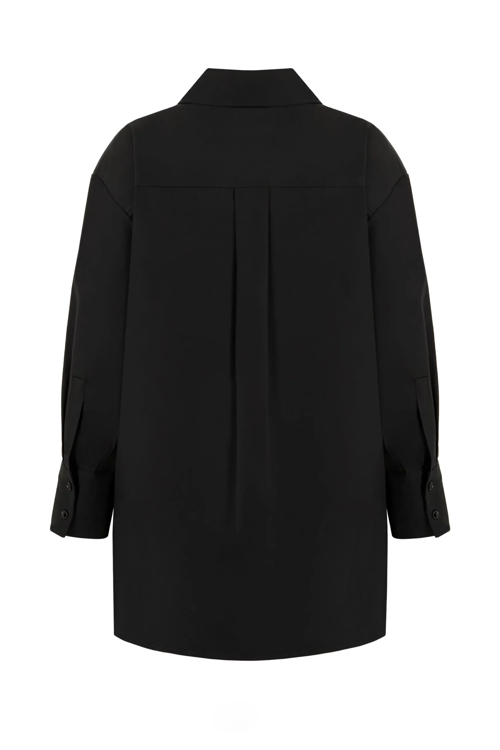 Czarna koszula z bawełny, zapinana na guziki ozdobne, z kołnierzykiem