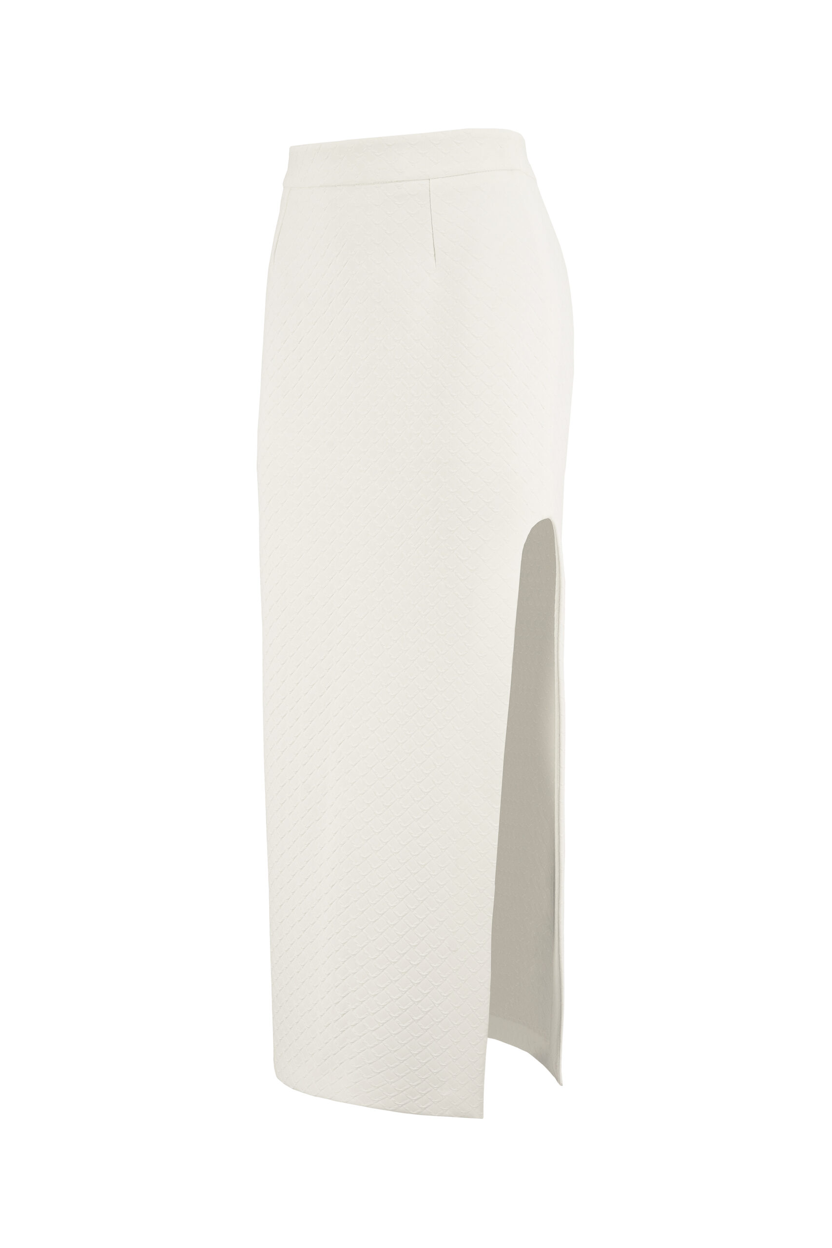 Biała spódnica Fente z interesującym rozporkiem