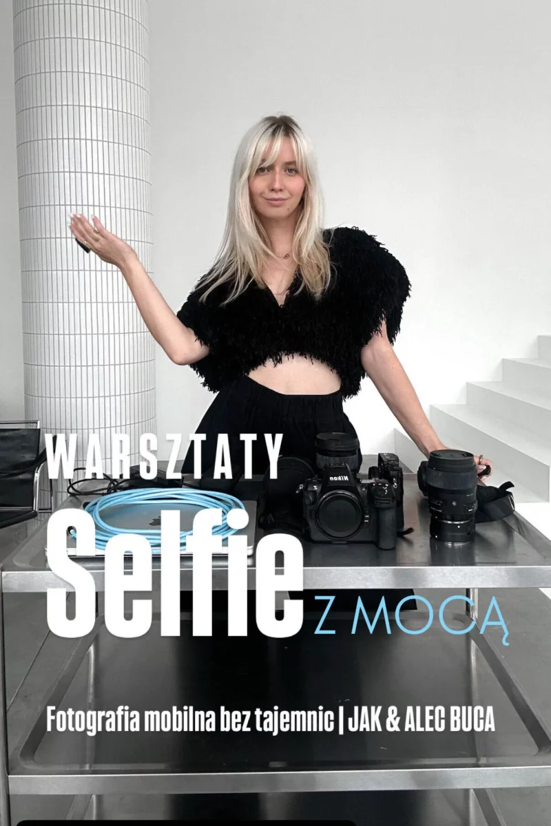 zdjecie z dziewczyna - fotografką. na zdjeciu sprzet fotograficzny