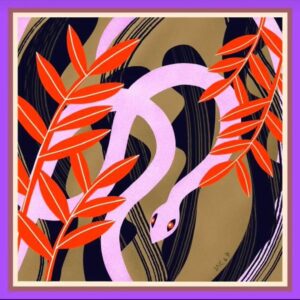 Jedwabna chusta z ilustracja Doroty Janickiej