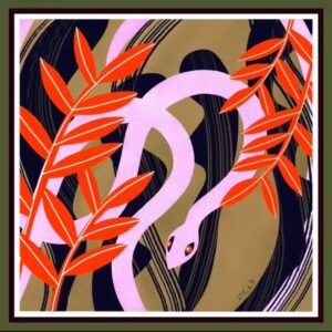 Jedwabna apaszka z ilustracją Doroty Janickiej